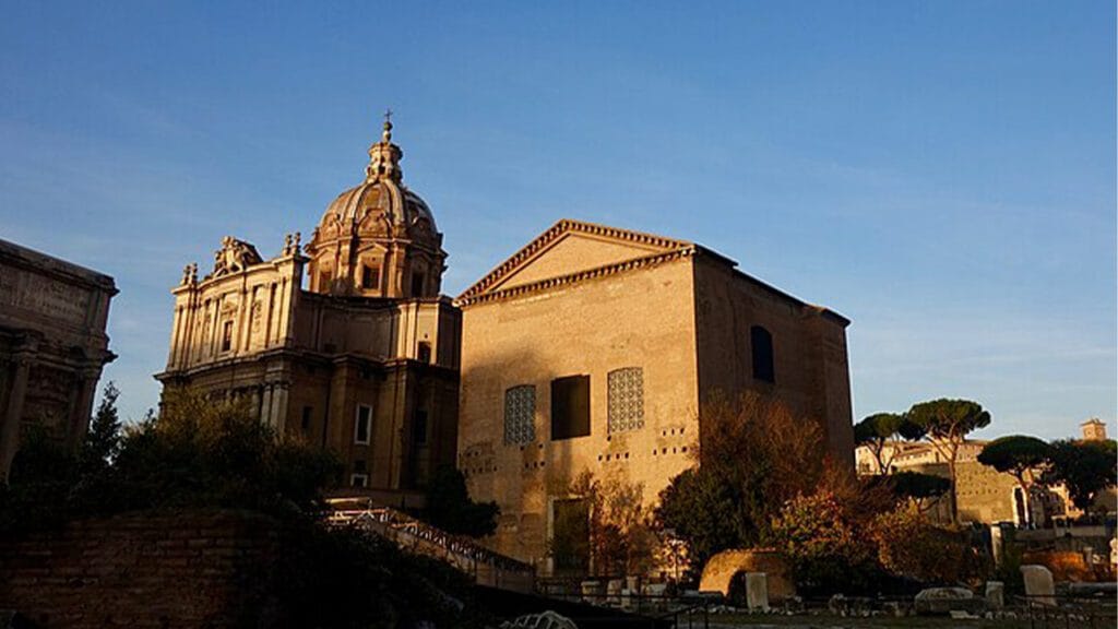 Exterior of the Curia Julia senate house in the Roman Forum