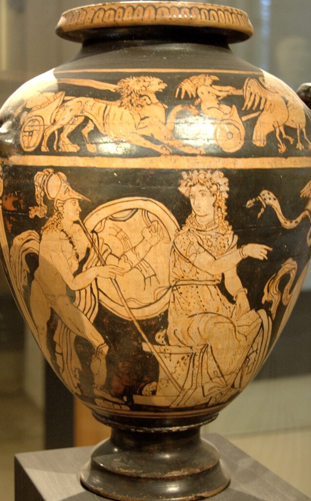 symbolism of animals in Greek vase paintings - horses and chariot as elite status