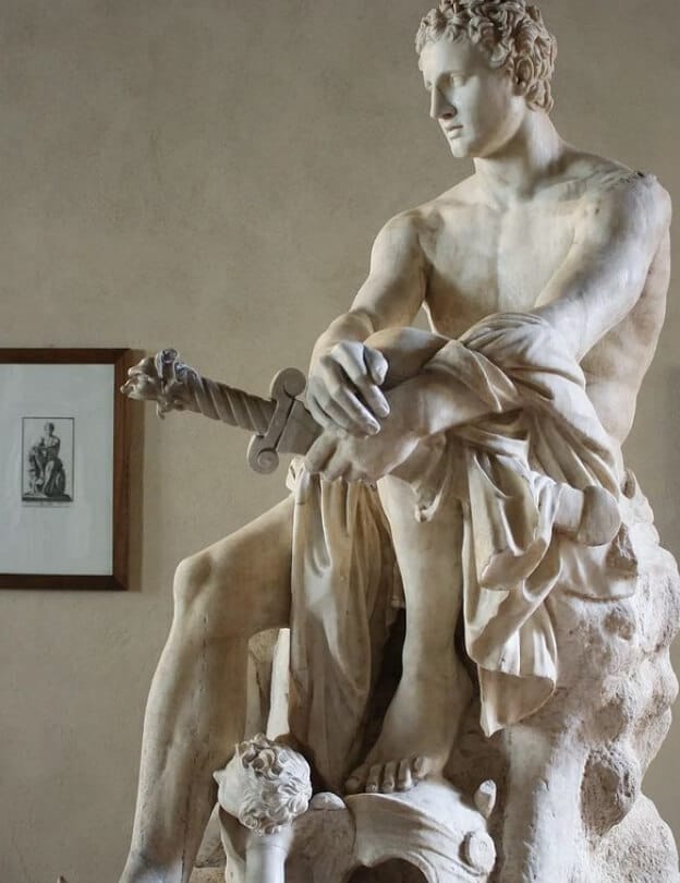 Relief sculpture of Ares seated, resting after battle