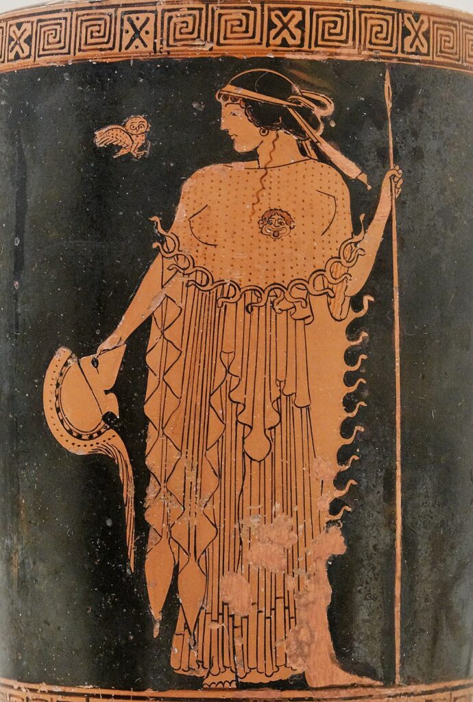 symbolism of animals in Greek vase paintings - owl of Athena on red-figure lekythos