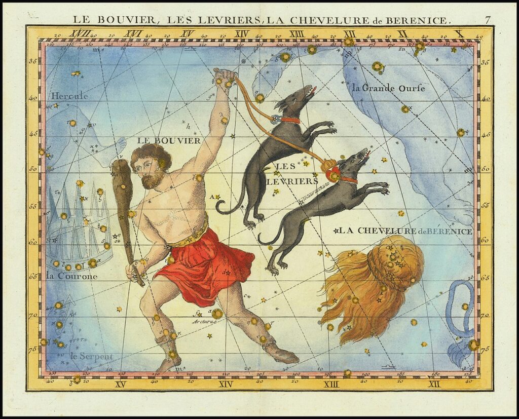 1776 celestial chart including Coma Berenices near Boötes and Leo.