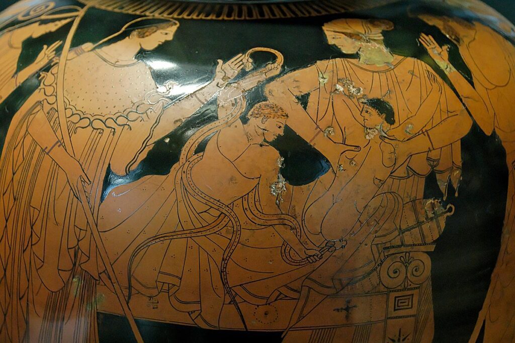 symbolism of animals in Greek vase paintings - serpents as underworld and perilous