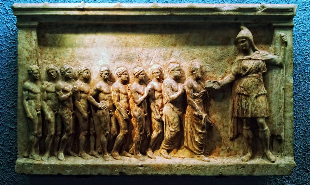 Relief showing Bendis with attendants, linked to the Bendideia torch race.