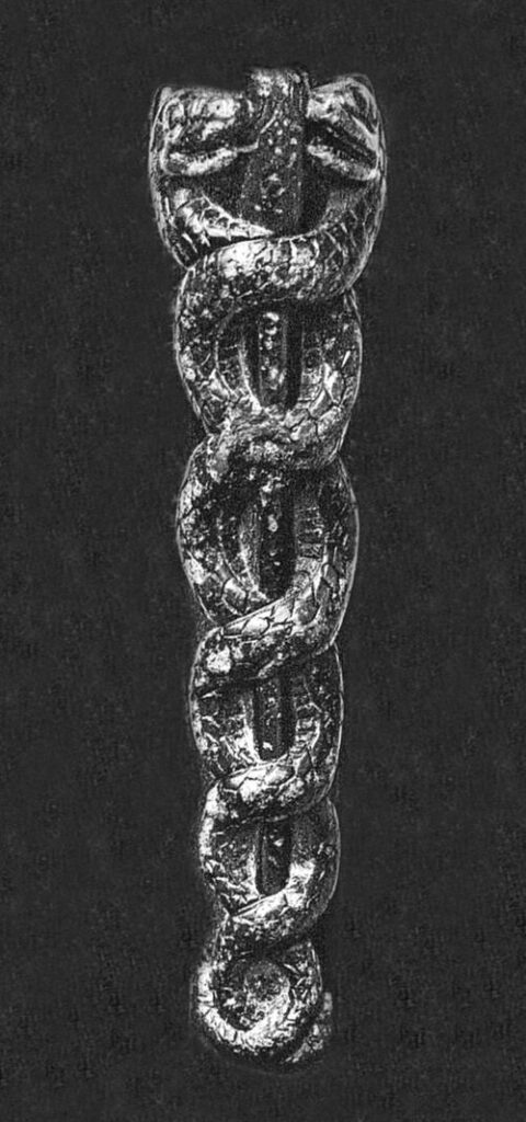 Serpent emblem of the god Ningishzida on Gudea's libation vase, c. 2100 BCE.