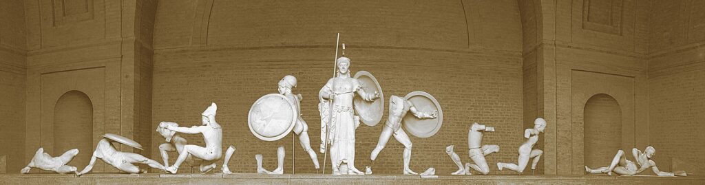 Sculptures from the east and west pediments of the Temple of Aphaia, displayed in the Glyptothek