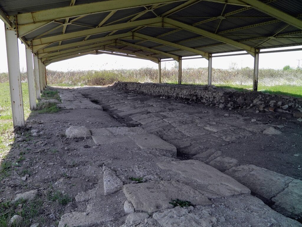Ancient Infrastructure: paved Roman road surface of the Via Egnatia in Macedonia