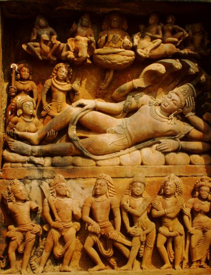 Relief of Vishnu reclining on the cosmic serpent Ananta (Shesha) at Deogarh.
